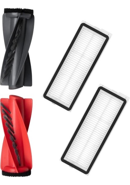 Roborock Qrevo C Robot Süpürge Uyumlu 1 Adet Ana Fırça Seti - 2 Adet Hepa Filtre Yedek Parça Seti