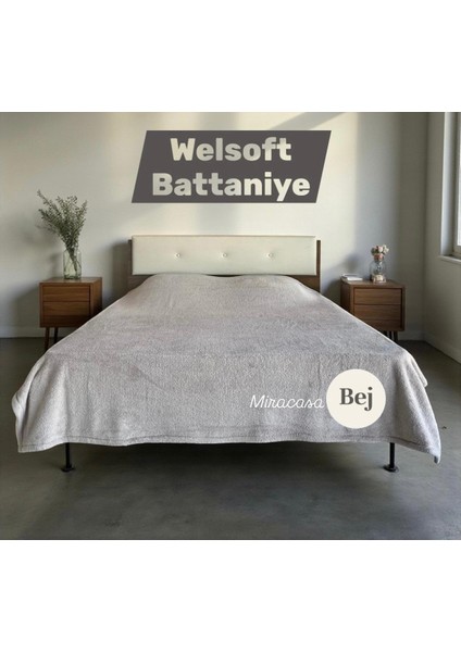 Welsoft Çift Kişilik Düz Renk Peluş Battaniye