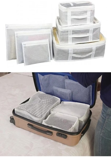 Alas(3 Set)6'lı Valiz Düzenleyici Set - Çizgili indirimleri