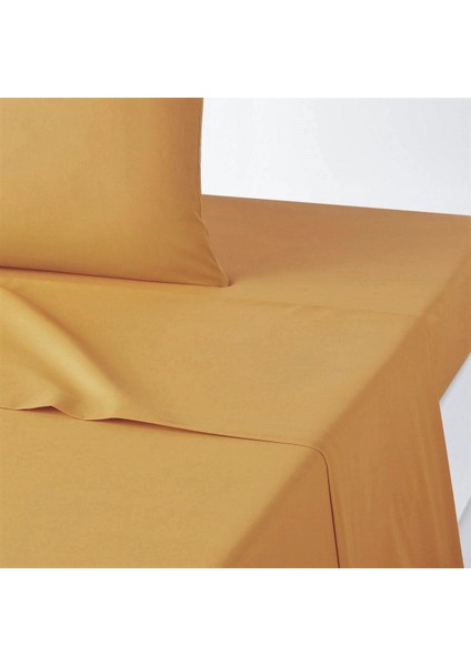 Makiteks %100 Pamuklu Hardal 160X240 Tek Kişilik Yataklara Uygun Lastiksiz Düz Çarşaf