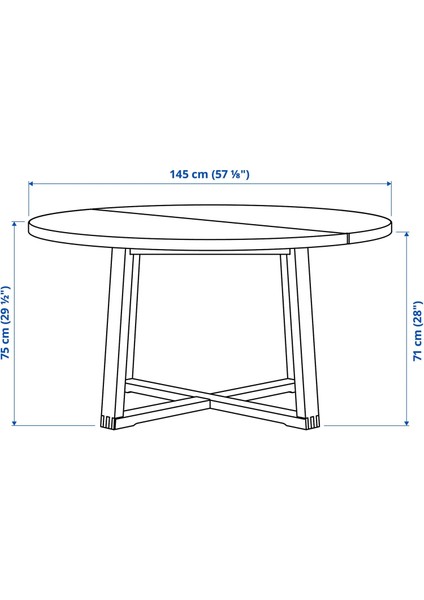 Mörbylanga Yuvarlak Yemek Masası Meşe Kaplama Kahverengi Vernikli 6 Kişilik Sabit 145 Cm fiyatları