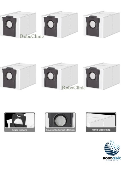 Dreame X40 Ultra L40 Ultra Robot Süpürge Uyumlu 6 Parça Yedek Toz Torbası