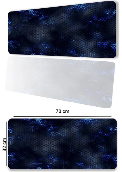 Sonictouch Mavi Siyah Petek Desenli Kaymaz Gaming Oyuncu Masaüstü Dikişsiz Klavye Mouse Pad 32X70CM