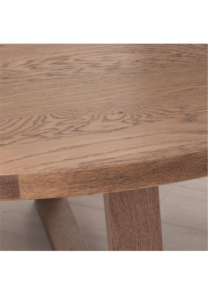 Mörbylanga Yuvarlak Yemek Masası Meşe Kaplama Kahverengi Vernikli 6 Kişilik Sabit 145 Cm