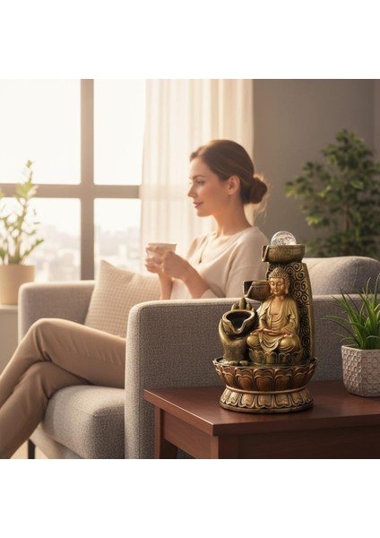 Dekoratif LED Işıklı Buddha Şelale Masaüstü Su Şelalesi fiyatları