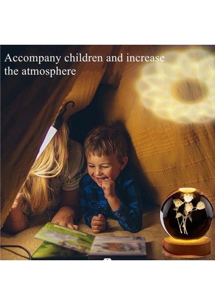 Kişiye Özel Işıklı Ahşap Gül Buketi Kristal Cam Küre 8*6cm indirimleri