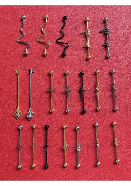 316L Cerrahi Çelik 38 mm Gold Rengi Frekans Detay Köprü Piercing fiyatları