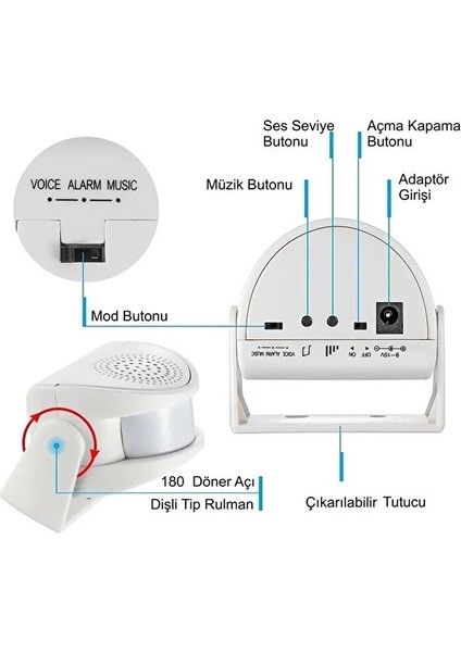 Kablosuz Iç Mekan Hareket Sensörlü Kapı Zili Mağaza Ziyaretçi Uyarı Zil Alarmı Hırsız Alarmı 2 Kontrollü modelleri