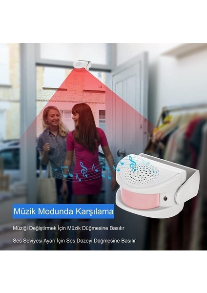 Kablosuz Iç Mekan Hareket Sensörlü Kapı Zili Mağaza Ziyaretçi Uyarı Zil Alarmı Hırsız Alarmı 2 Kontrollü