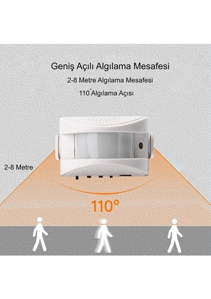 Kablosuz Iç Mekan Hareket Sensörlü Kapı Zili Mağaza Ziyaretçi Uyarı Zil Alarmı Hırsız Alarmı 2 Kontrollü