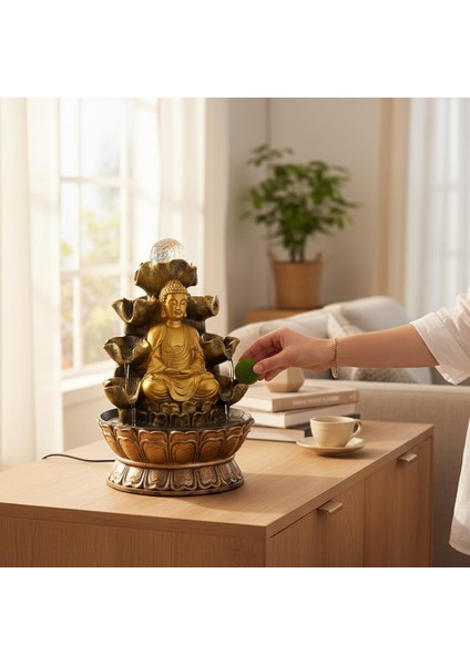 Altın Buda Figürlü Masaüstü Şelale – Meditasyon, Feng Shui ve Dekoratif Su Şelalesi fiyatları