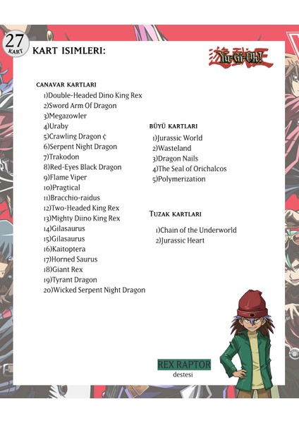 Yu-Gi-Oh! Türkçe Rex Raptor Destesi 27 Kart Yugioh fırsatları