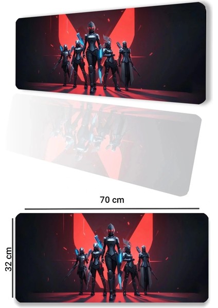 Sonictouch V-Team Kaymaz Gaming Oyuncu Masaüstü Dikişsiz Kırmızı Siyah Klavye Mouse Pad 32X70CM