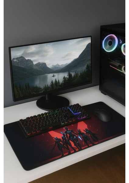 Sonictouch V-Team Kaymaz Gaming Oyuncu Masaüstü Dikişsiz Kırmızı Siyah Klavye Mouse Pad 32X70CM fiyatları