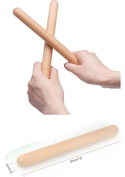 1 Çift Ahşap Ritim Çubuk Seti (2 Adet) Ritim Çubuğu Doğal Ahşap