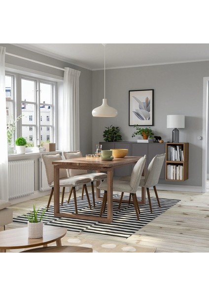 Mörbylanga Yemek Masası Meşe Kaplama Kahverengi 140 x 85 Cm 4 6 Kişilik modelleri