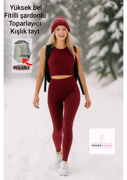 Fitilli Şardonlu Yüksek Bel Toparlayıcı Tayt