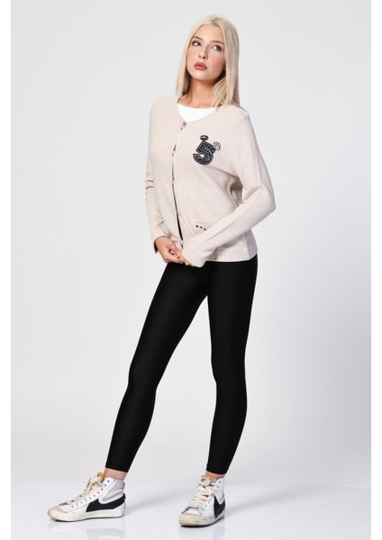 Rozet Detaylı Hırka - Bej Bej - 44 fiyatları