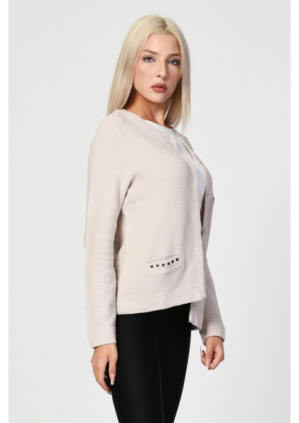 Rozet Detaylı Hırka - Bej Bej - 44 indirimleri