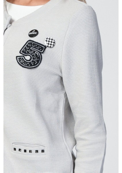 Rozet Detaylı Hırka - Silver Silver - 42 modelleri