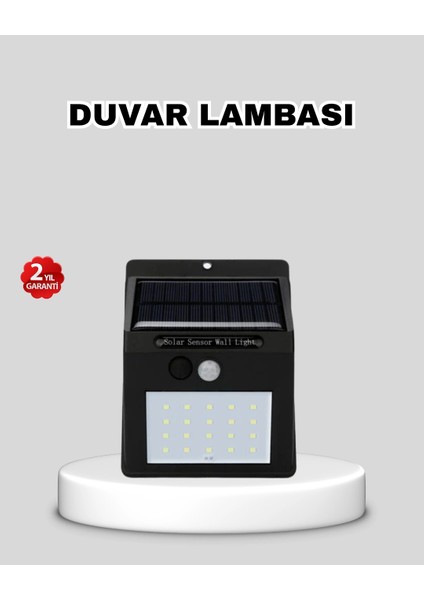 Güneş Enerjili 20 LED Hareket Sensörlü Lamba - IP65 Su Geçirmez Dış Mekan Aydınlatma