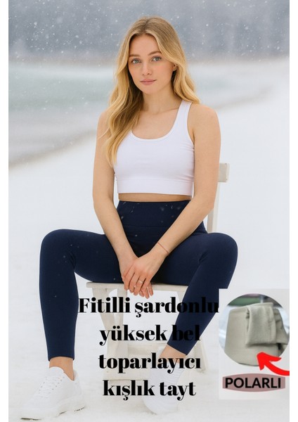 Fitilli Şardonlu Yüksek Bel Toparlayıcı Tayt