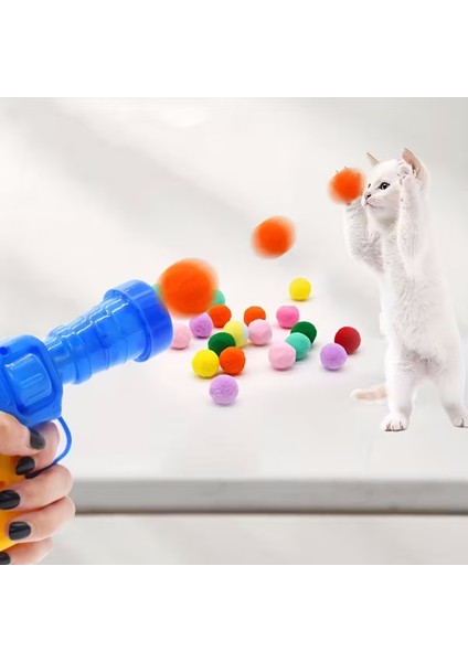 Evcil Hayvan Tabancalı Hareketli 20 Peluş Toplu Top Atan Kedi Oyuncağı