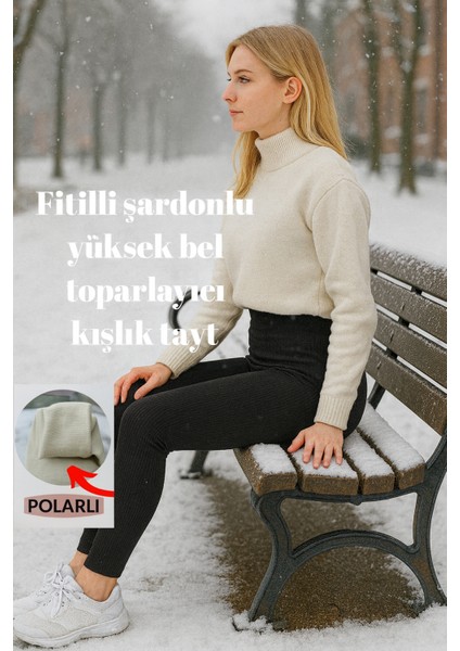 Fitilli Şardonlu Yüksek Bel Toparlayıcı Tayt