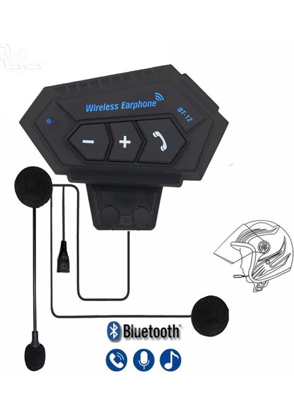 BT12 Bluetooth 5.0 Motorsiklet Interkom Mikrofonlu Kulaklık Kask Bluetooth Kulaklık fırsatları