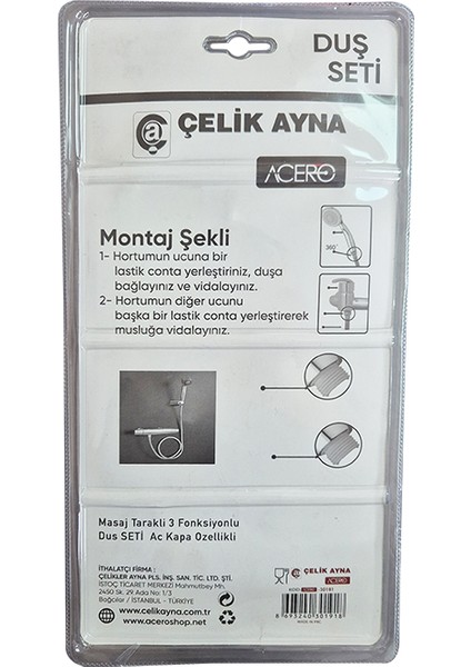 Masaj Taraklı Aç-Kapa / 3 Fonksiyonlu Duş Seti (30191) fiyatları