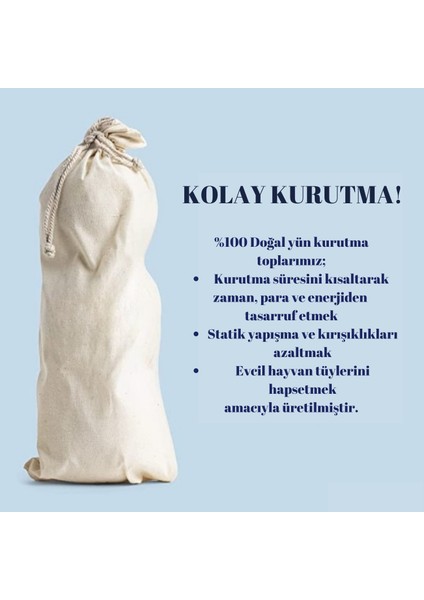 Çamaşır Yün Kurutma Topu ve Koku Seti - Kurutma Makinesi Için - 3 Adet Top ve 2 Adet Koku - Xl indirimleri