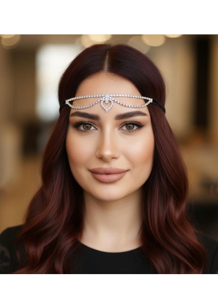 Accessories Zirkon Taşlı Saç Aksesuarı, Gelin Tacı, Nişan Nikâh Kına Saç Aksesuarı, Alınlık