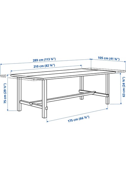 Nordviken Açılır Yemek Masası Beyaz 6 8 Kişilik 210 / 289 x 105 cm fiyatları