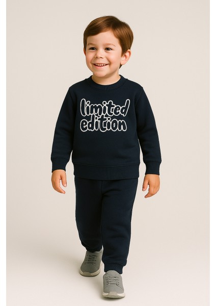 Erkek Çocuk Kışlık Eşofman Takımı Limited Edition Yazılı Pamuklu Üç Iplik Şardonlu Günlük Kombin 2-3-4-5-6 Yaş fırsatları