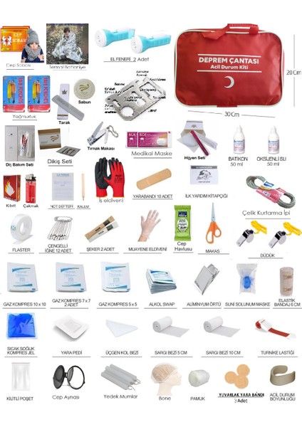 Afet Acil Durum Ilk Yardım Deprem Çantası Seti 102 Parça fiyatları