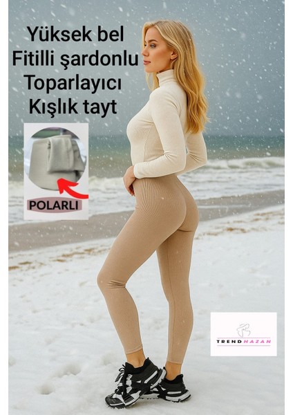 Fitilli Şardonlu Yüksek Bel Toparlayıcı Tayt