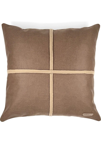 London - Crossline Desenli Suni Nubuk Kırlent Kılıfı 45X45 / 50X50CM