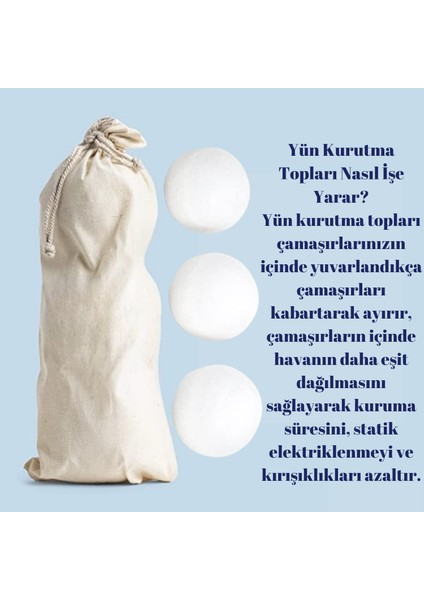 Çamaşır Yün Kurutma Topu ve Koku Seti - Doğal Yumuşatıcı - Kurutma Makinesi Için - 6 Adet - Xl indirimleri