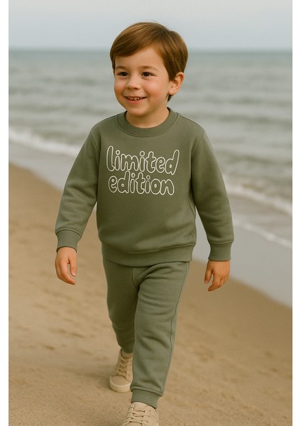 Erkek Çocuk Kışlık Eşofman Takımı Limited Edition Yazılı Pamuklu Üç Iplik Şardonlu Günlük Kombin 2-3-4-5-6 Yaş modelleri