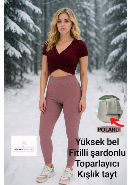 Fitilli Şardonlu Yüksek Bel Toparlayıcı Tayt
