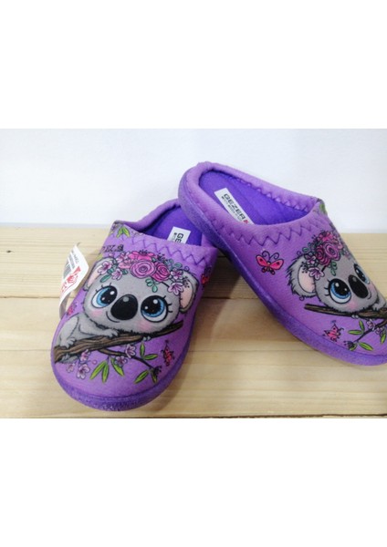 Yeni Sezon Kışlık Rahat Taban Pamuklu Desenli Kız Çocuk Ev Terliği