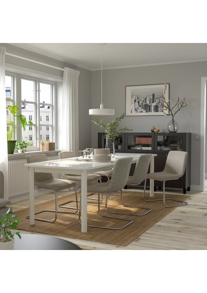 Strandtorp Açılır Yemek Masası Beyaz 4 10 Kişilik 150 / 205 / 260 x 95 Cm fırsatları