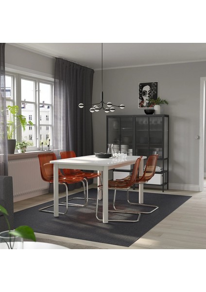 Strandtorp Açılır Yemek Masası Beyaz 4 10 Kişilik 150 / 205 / 260 x 95 Cm