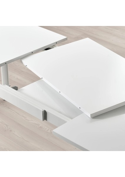 Strandtorp Açılır Yemek Masası Beyaz 4 10 Kişilik 150 / 205 / 260 x 95 Cm