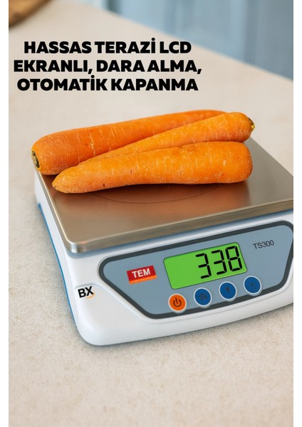Hassas Dijital Terazi LCD Ekranlı Dara Alma ve Otomatik Kapanma Özellikli Mutfak Tartısı
