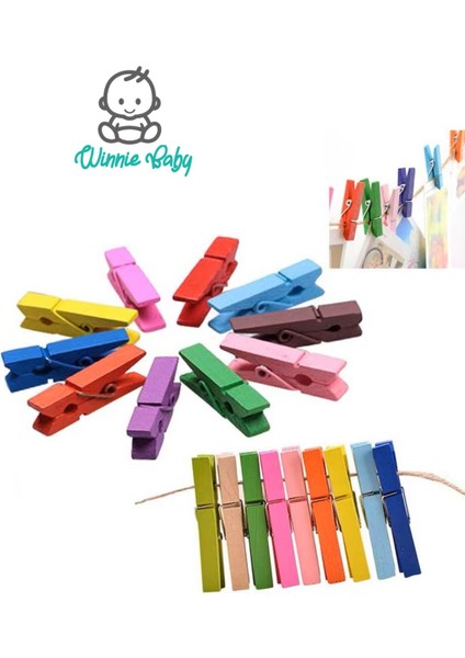 50 Adet Renkli Ahşap Mandal 3,5 cm Fotoğraf Asmalık Dekoratif Süsleme Mini Mandal Seti fiyatları