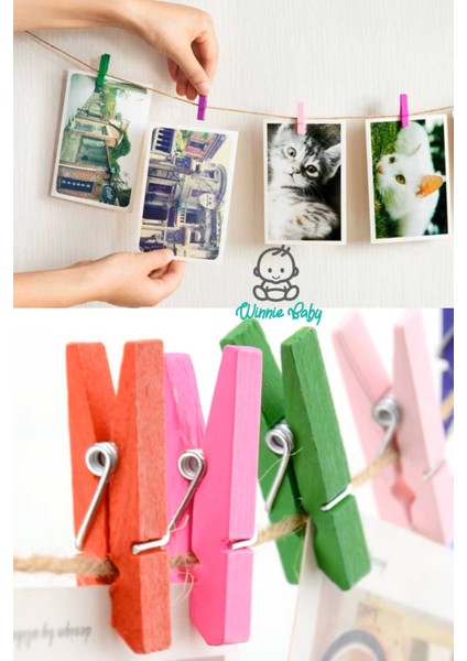 50 Adet Renkli Ahşap Mandal 3,5 cm Fotoğraf Asmalık Dekoratif Süsleme Mini Mandal Seti indirimleri