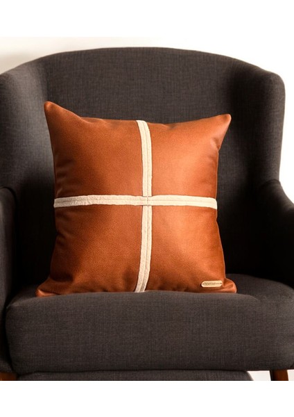 London - Crossline Desenli Suni Nubuk Kırlent Kılıfı 45X45 / 50X50CM modelleri