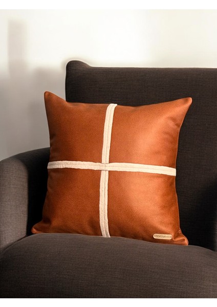 London - Crossline Desenli Suni Nubuk Kırlent Kılıfı 45X45 / 50X50CM fırsatları