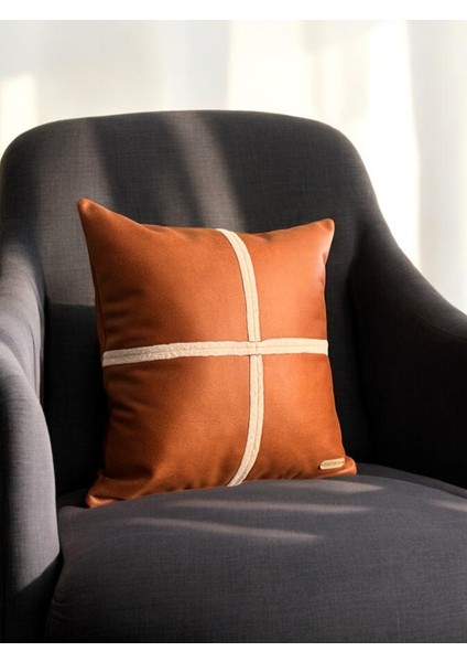 London - Crossline Desenli Suni Nubuk Kırlent Kılıfı 45X45 / 50X50CM indirimleri